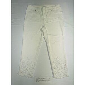 Chico’s White Eyelet Hem Jegging Ankle Pants Size 3